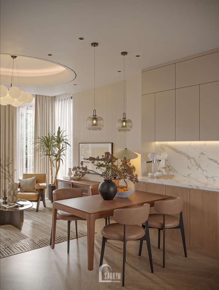 Thiết kế nội thất không gian phòng bếp phong cách Scandinavian tại nhà phố Thái Hà
